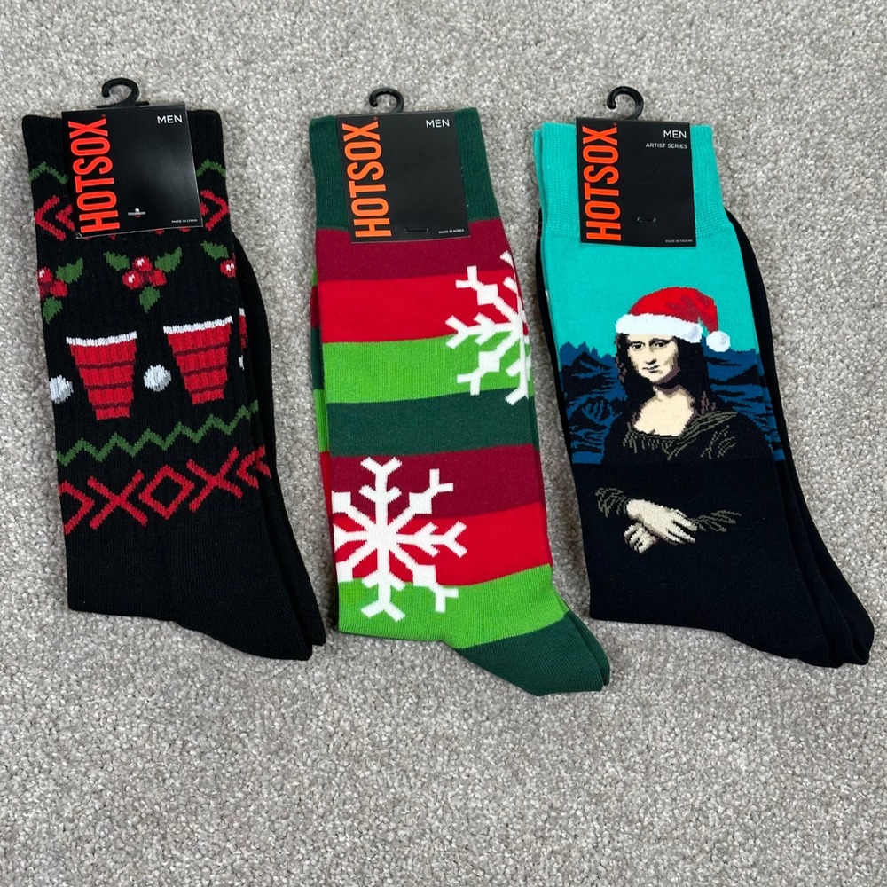 HOT SOX Mens Artist Series Mona Lisa Holiday Christmas Socks‎